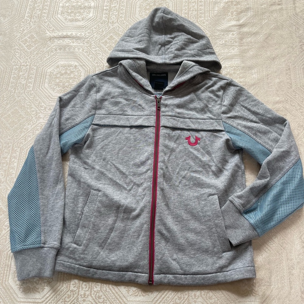 True Religion Girls Hoodie With Mesh Details - Size Medium - NWOT